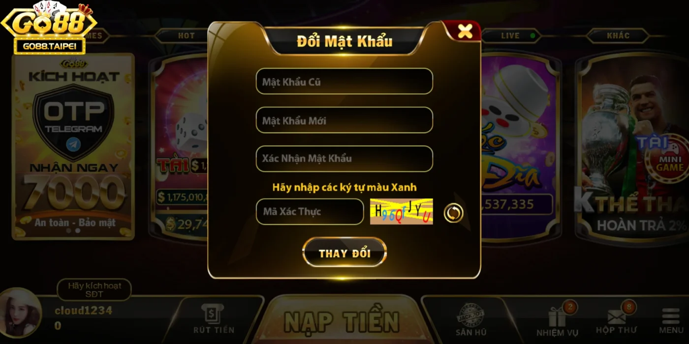 5 bước đặt lại mật khẩu mới tại cổng game Go88