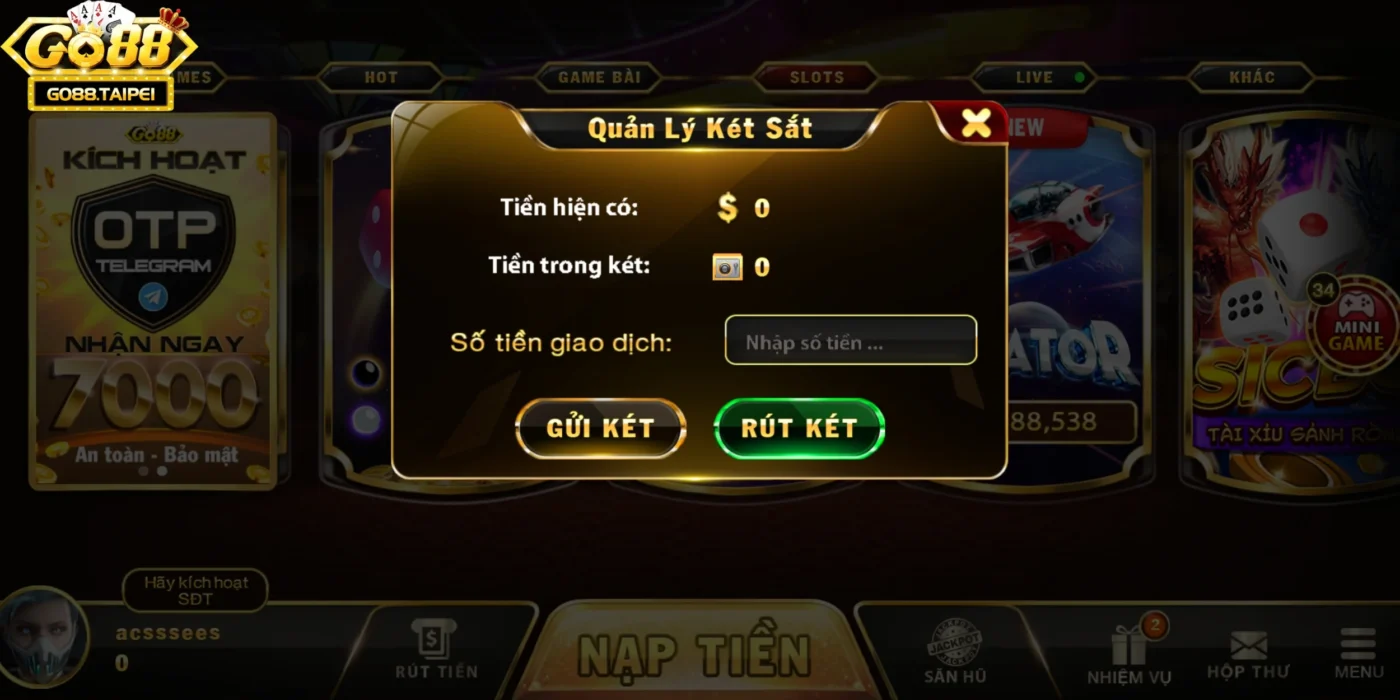 Tinh năng két sắt đã có mặt tại cổng game